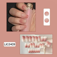 24pcs Reusable Press-On Fake Nails with Designs - Aurora Diamond Tips - Pure Hair Gaze