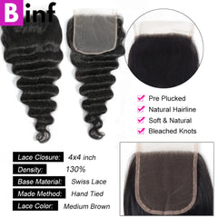 Loose Deep Wave Human Hair Bundles With Closure - Pure Hair Gaze