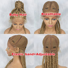 Blonde Synthetic Baby Hair Ponytail Braided Wig - Pure Hair Gaze