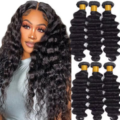 Loose Deep Wave Human Hair Bundles With Closure - Pure Hair Gaze