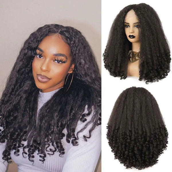 Afro kinky Curly V Part Wig