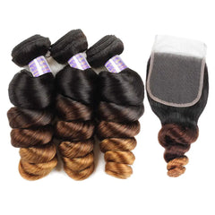 Loose Wave Human Hair Bundles With Closure - Pure Hair Gaze