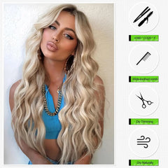 Middle Part Curly Heat Resistant Ash Blonde Wig - Pure Hair Gaze