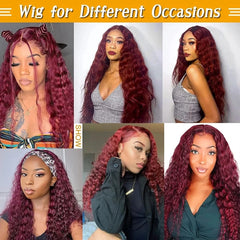 Long Curly Wine Burgundy Synthetic Wig - Pure Hair Gaze