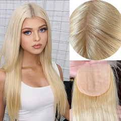 Silk Top Lace Closure Straight Ash Blonde Wig - Pure Hair Gaze