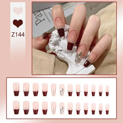 24pcs Reusable Press-On Fake Nails with Designs - Aurora Diamond Tips - Pure Hair Gaze