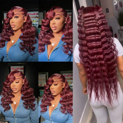 Burgundy Loose Deep Wave Human Hair Extensions - Pure Hair Gaze