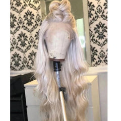 Glueless Fiber Hair Transparent Lace Ash Blonde Wig - Pure Hair Gaze