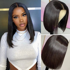 Put on and Go Glueless Wig Human Hair Pre Plucked Pre Cut Lace Bleached Knots Straight Short Bob Wigs Human Hair For Black Women - Pure Hair Gaze