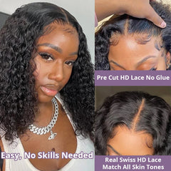Pre Cut Glueless Water Wave 13x4 Bob Wig - Pure Hair Gaze