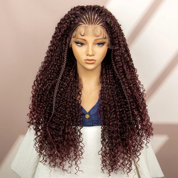 Lace Front Curly Cornrow Braided Wig with Baby Hair