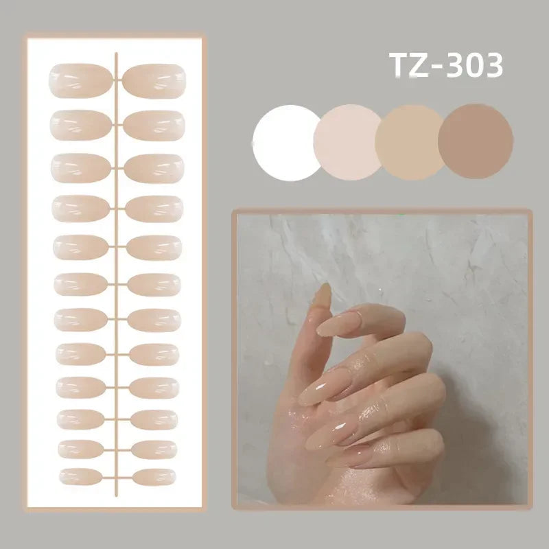 Pretty Nails  - 24Pcs/Set Acrylic -  Ballet Press on Nail Tips - Reusable - Pure Hair Gaze