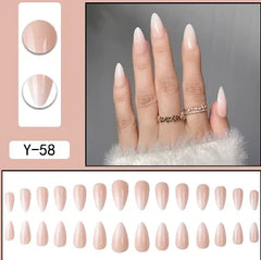 24pcs Reusable Press-On Fake Nails with Designs - Aurora Diamond Tips - Pure Hair Gaze