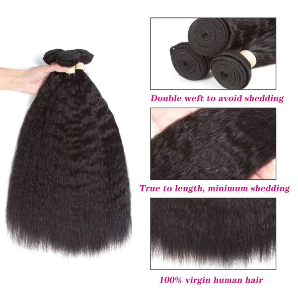 8-32 inch Kinky Straight Brazilian Human Hair Weave Bundles