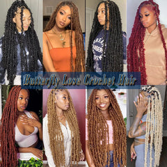 18 24 Inch Butterfly Locs Crochet Hair Distressed Butterfly Faux Locs Crochet Hair Messy Butterfly Boho Locs Pre-twisted Braids - Pure Hair Gaze