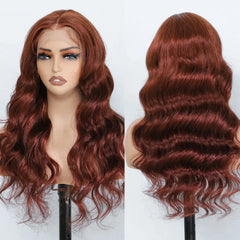 32 Inch Ginger Reddish Brown 13x4 HD Transparent Lace Frontal Wig - Pure Hair Gaze