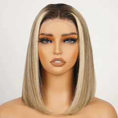 Ash Blonde 180% Brazilian Straight Short Bob Wig - Pure Hair Gaze