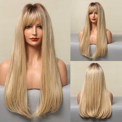 Platinum Blonde Long Straight Natural Hair Wig - Pure Hair Gaze