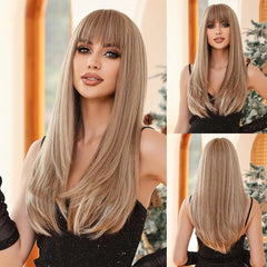 Long Straight Platinum Wigs with Bangs - Pure Hair Gaze