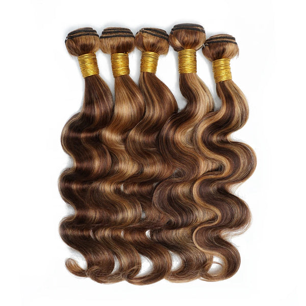 Pre-colored Brown Body Wave Human Hair Bundles