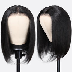 7x5 Pre Cut Pre Bleached Glueless Wig Silky Straight Bob Wig Short Human Hair Bob Lace Front Wig Human Hair Ready To Wear - Pure Hair Gaze