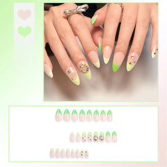 24pcs Reusable Press-On Fake Nails with Designs - Aurora Diamond Tips - Pure Hair Gaze