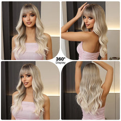 Heat Resistant Ash Blonde Wavy Wig - Pure Hair Gaze