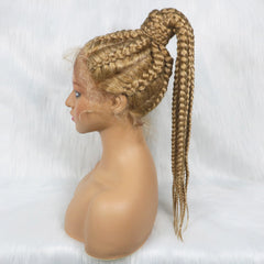 Blonde Synthetic Baby Hair Ponytail Braided Wig - Pure Hair Gaze