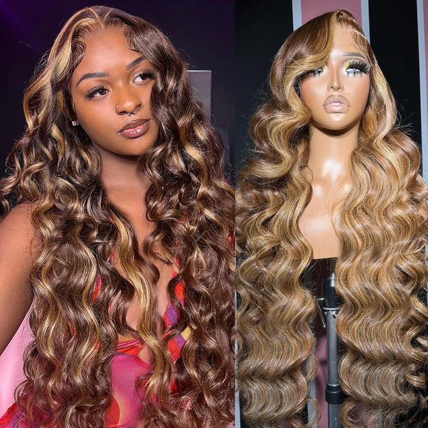 Ombre 4/27 Highlight Body Wave 13x4 Lace Front Human Hair Wigs