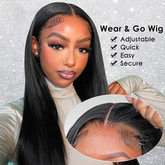 6x4 Wear and Go Glueless Wigs Human Hair Pre Plucked Pre Cut Lace Front Wigs Bone Straight 100% Human Hair Wigs For Women Geeta - Pure Hair Gaze