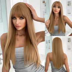 Long Straight Platinum Wigs with Bangs - Pure Hair Gaze