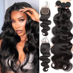 Body Wave Human Hair Bundles with closure - Pure Hair Gaze