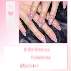 24pcs Reusable Press-On Fake Nails with Designs - Aurora Diamond Tips - Pure Hair Gaze