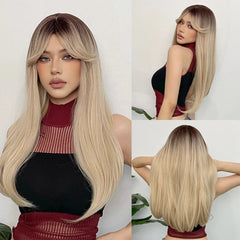 Platinum Blonde Long Straight Natural Hair Wig - Pure Hair Gaze