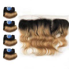 13x4 HD Transparent Lace Ombre Hair Bundles - Pure Hair Gaze