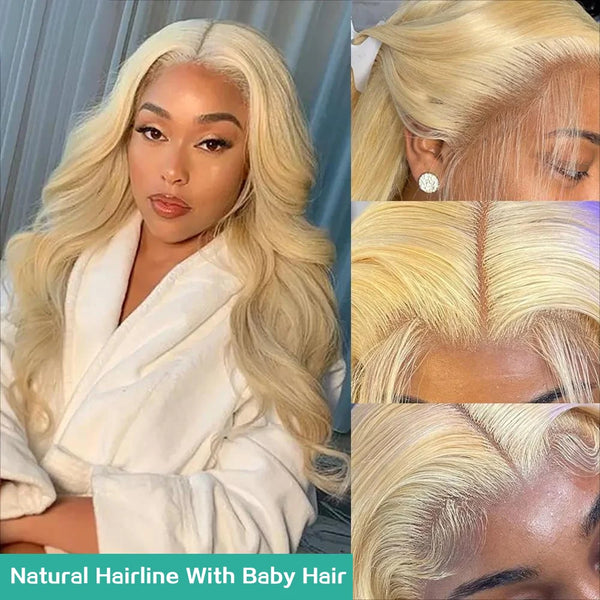 Platinum Blonde Wig - Body Wave - Lace Front - HD Transparent Lace - Human Hair