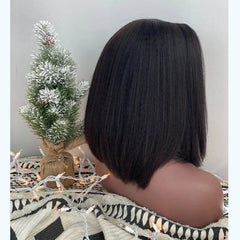 Yaki Straigt Short Bob Wig Glueless Kinky Straight Lace Front Human Hair Wigs For Women Ready To Wear HD Transparent Lace Wig - Pure Hair Gaze