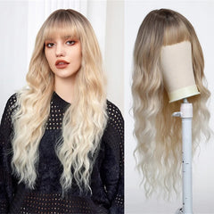 Heat Resistant Ash Blonde Wavy Wig - Pure Hair Gaze