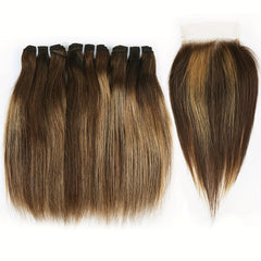 Short Straight Ombre Hair 3 Bundles with Closure - Pure Hair Gaze
