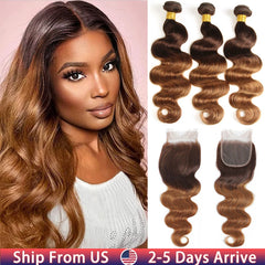 Body Wave Human Hair Bundles With Closure - Pure Hair Gaze