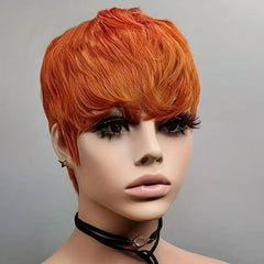 Ginger Color Short Peruvian Hair Wig with Bangs - Pure Hair Gaze