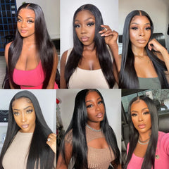 6x4 Wear and Go Glueless Wigs Human Hair Pre Plucked Pre Cut Lace Front Wigs Bone Straight 100% Human Hair Wigs For Women Geeta - Pure Hair Gaze