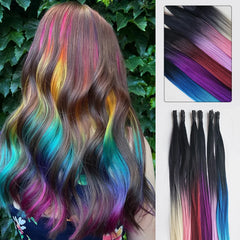 Long Straight Rainbow Color Ombre Hair Bundles - Pure Hair Gaze