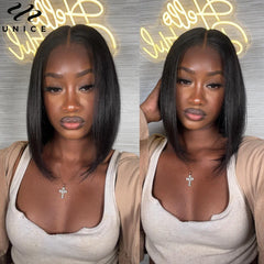 Pre Everything 7x5 13x4 Straight Bob Wigs Pre Cut Bleached Human Hair Lace Frontal Wig 150% Density Wear Go Glueless Wig - Pure Hair Gaze