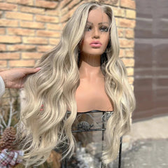 Highlight Natural Hairline Lace Front Ash Blonde Wig - Pure Hair Gaze