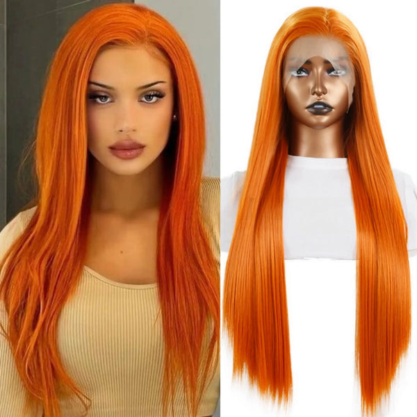 Long Straight Synthetic Lace Front Ginger Wig