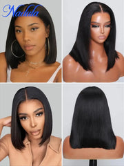 Hair Yaki Straight Bob 7x5 Bye Bye Knots Lace Closure Wig 13x4 Lace Frontal Pre-Bleached Natural Looking Glueless Wig - Pure Hair Gaze