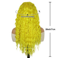 28 Inch Long Carnival Party Yellow Wig - Pure Hair Gaze