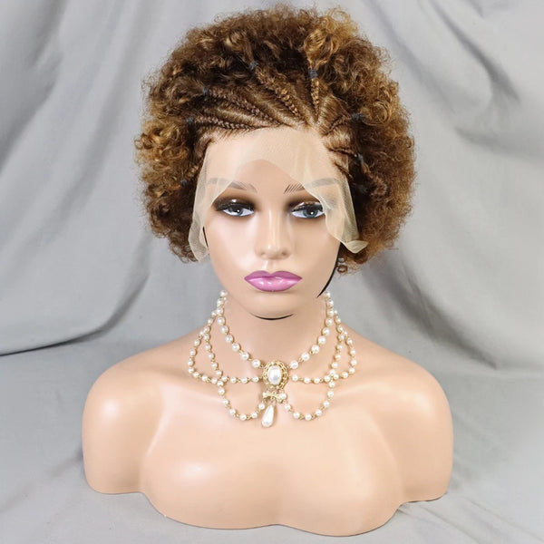 Cornrow Braided Afro Curl Ginger Wig