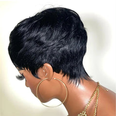 Pixie Cut Human Hair Natural Black Wig - Pure Hair Gaze